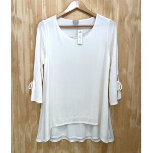 Chico's Cream Travel Slinky Top with 3/4 Sleeves size 1 NWT